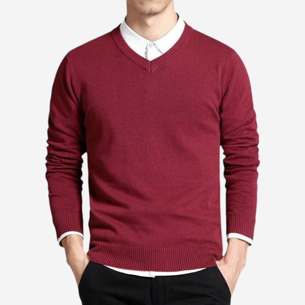 LUXEOUTFIT | Schmaler Pullover mit V-Ausschnitt 1