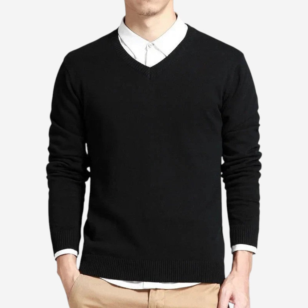 LUXEOUTFIT | Schmaler Pullover mit V-Ausschnitt 2