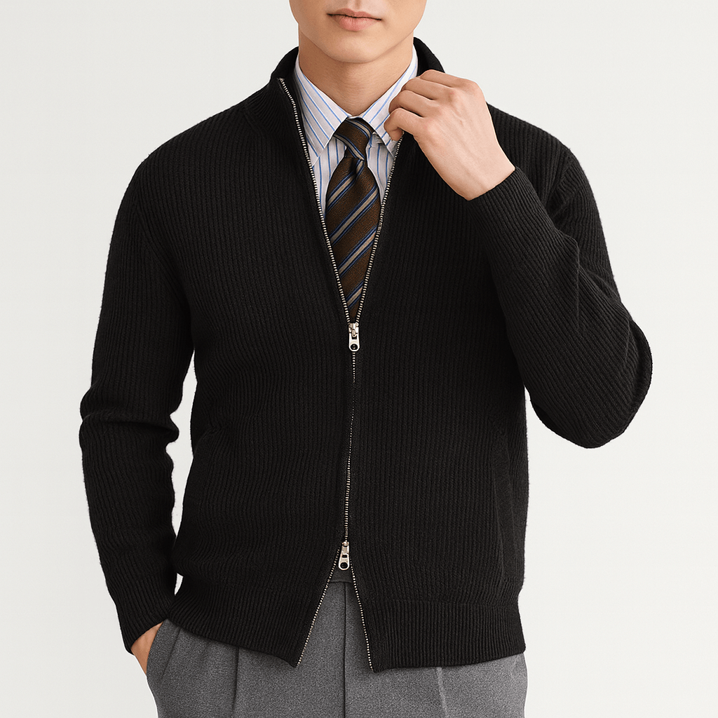 LUXEOUTFIT | Slim Fit Strickjacke mit Reißverschluss 1