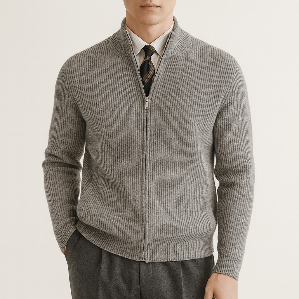 LUXEOUTFIT | Slim Fit Strickjacke mit Reißverschluss 2