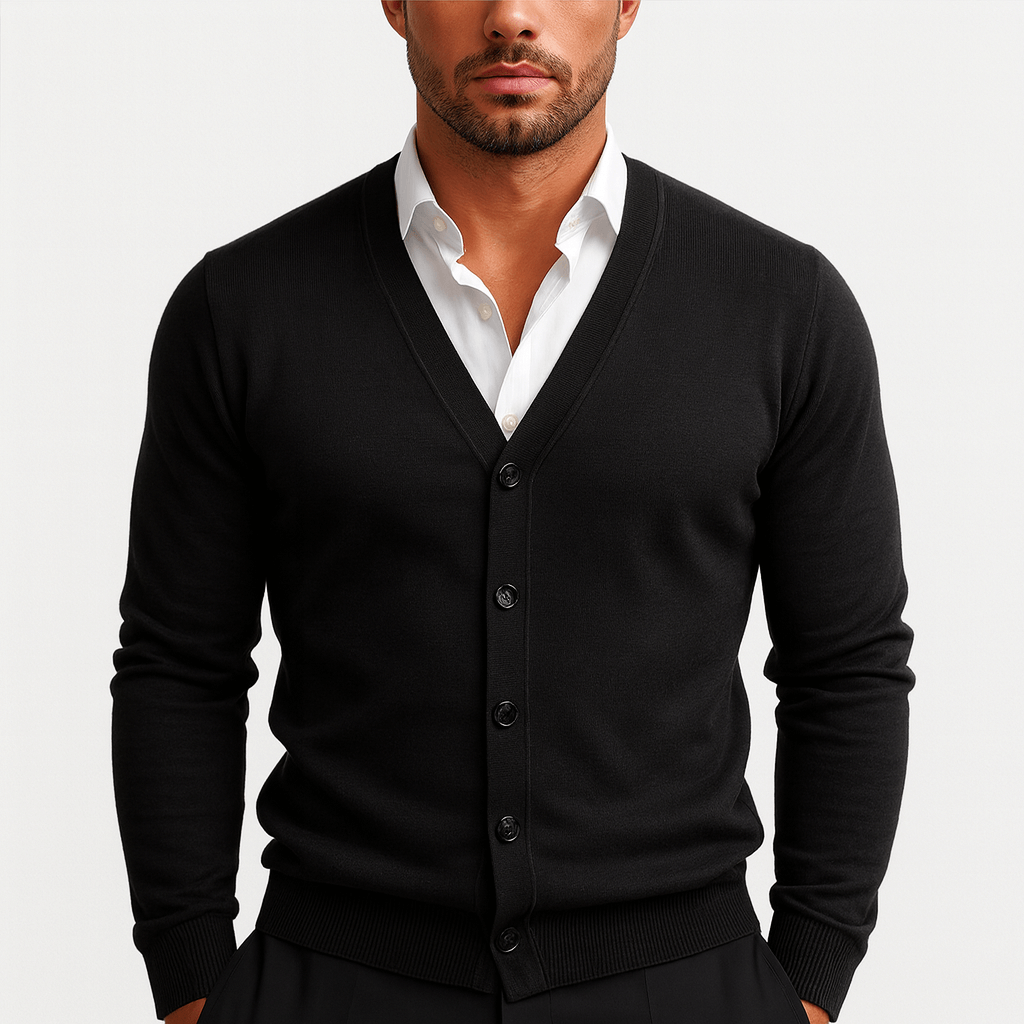 LUXEOUTFIT | Slim Fit Strickjacke mit V-Ausschnitt 0