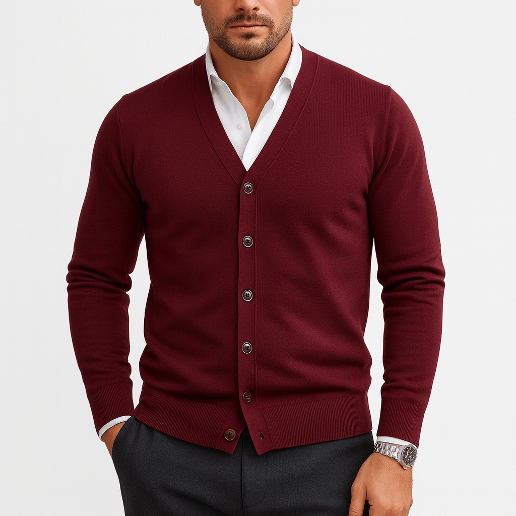 LUXEOUTFIT | Slim Fit Strickjacke mit V-Ausschnitt 2