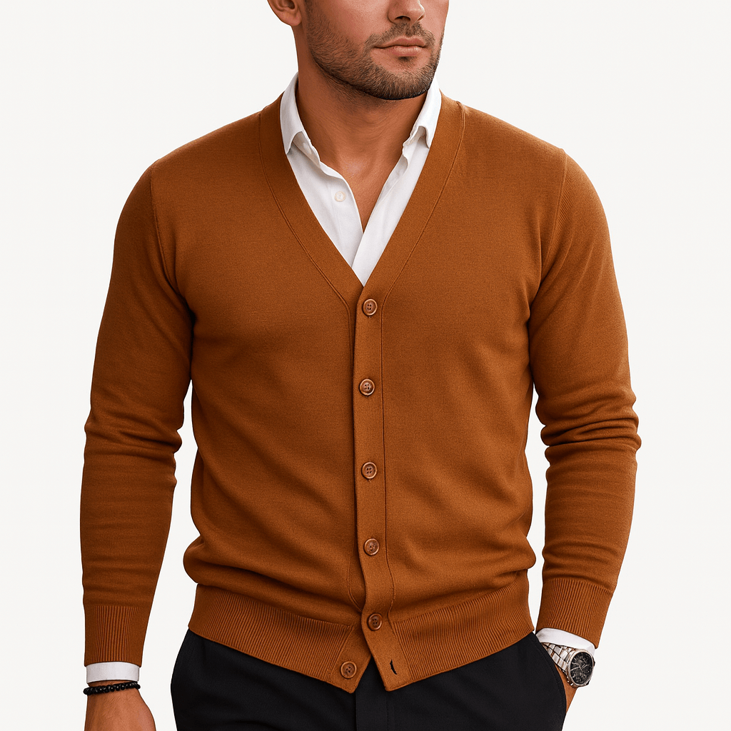 LUXEOUTFIT | Slim Fit Strickjacke mit V-Ausschnitt 3