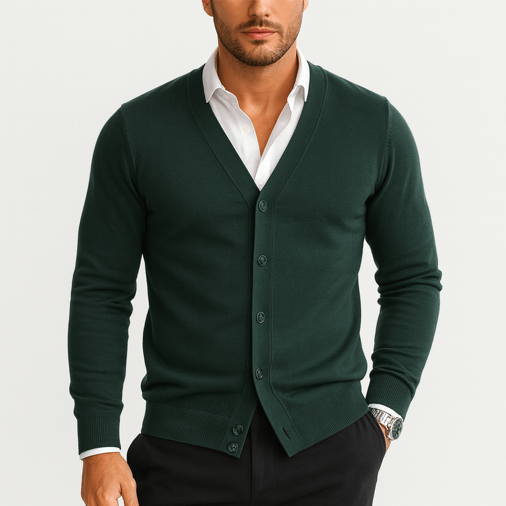 LUXEOUTFIT | Slim Fit Strickjacke mit V-Ausschnitt 4