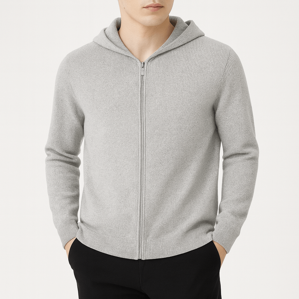 LUXEOUTFIT | Strick-Kapuzenpullover mit Reißverschluss 0