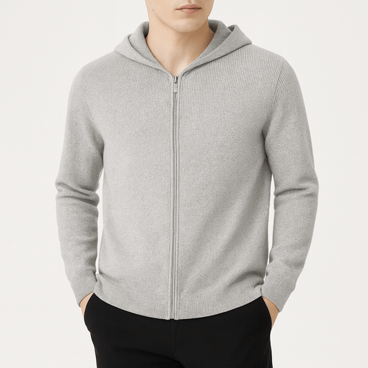 LUXEOUTFIT | Strick-Kapuzenpullover mit Reißverschluss 0
