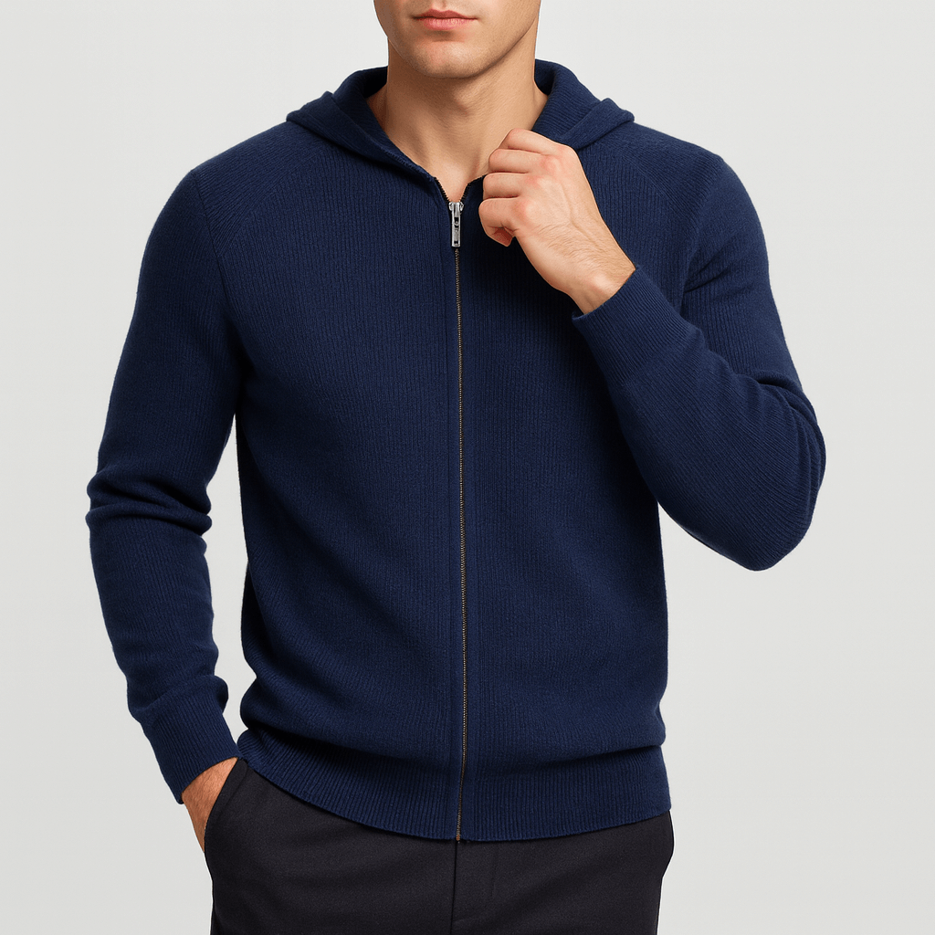 LUXEOUTFIT | Strick-Kapuzenpullover mit Reißverschluss 1