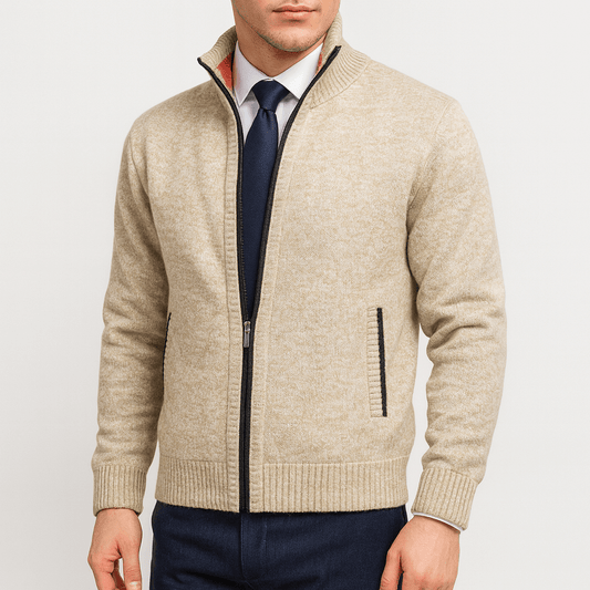 LUXEOUTFIT | Strickjacke mit Reißverschluss und Stehkragen 0