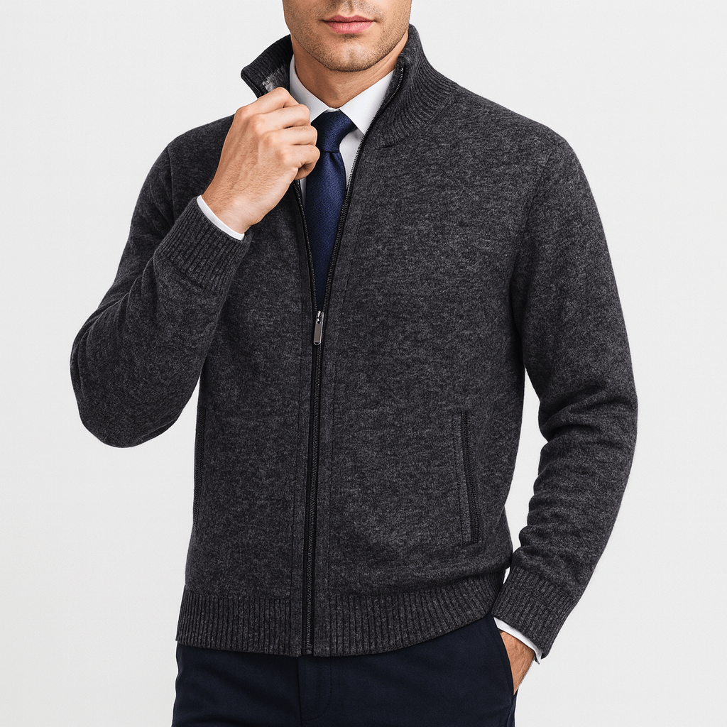 LUXEOUTFIT | Strickjacke mit Reißverschluss und Stehkragen 2