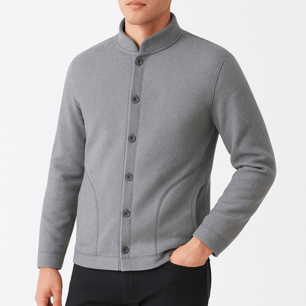 LUXEOUTFIT | Strickjacke mit Stehkragen und Knöpfen 1