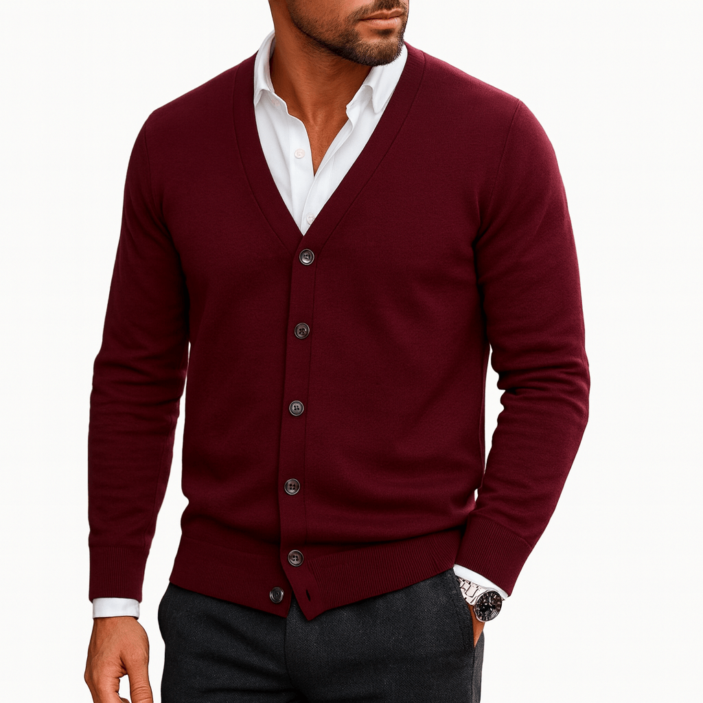 LUXEOUTFIT | Strickjacke mit V-Ausschnitt und Knöpfen 1