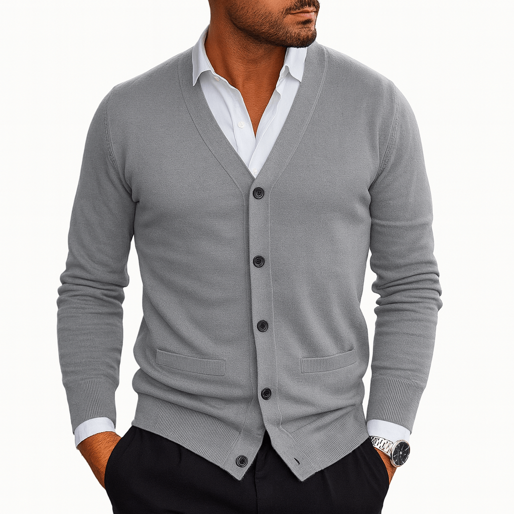 LUXEOUTFIT | Strickjacke mit V-Ausschnitt und Knöpfen 3
