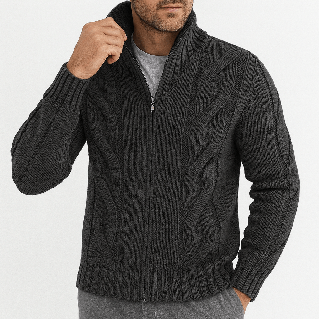 LUXEOUTFIT | Strickjacke mit durchgehendem Reißverschluss 0