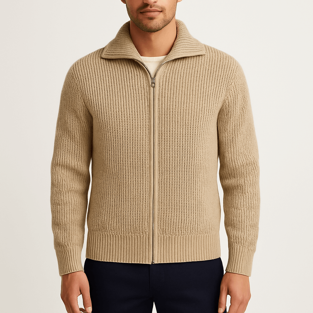 LUXEOUTFIT | Strickjacke mit durchgehendem Reißverschluss 0