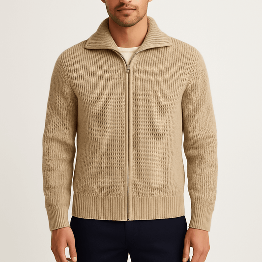 LUXEOUTFIT | Strickjacke mit durchgehendem Reißverschluss 0