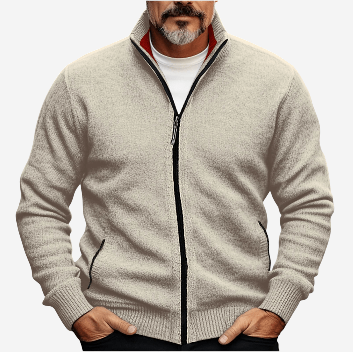 LUXEOUTFIT | Strickjacke mit durchgehendem Reißverschluss 0