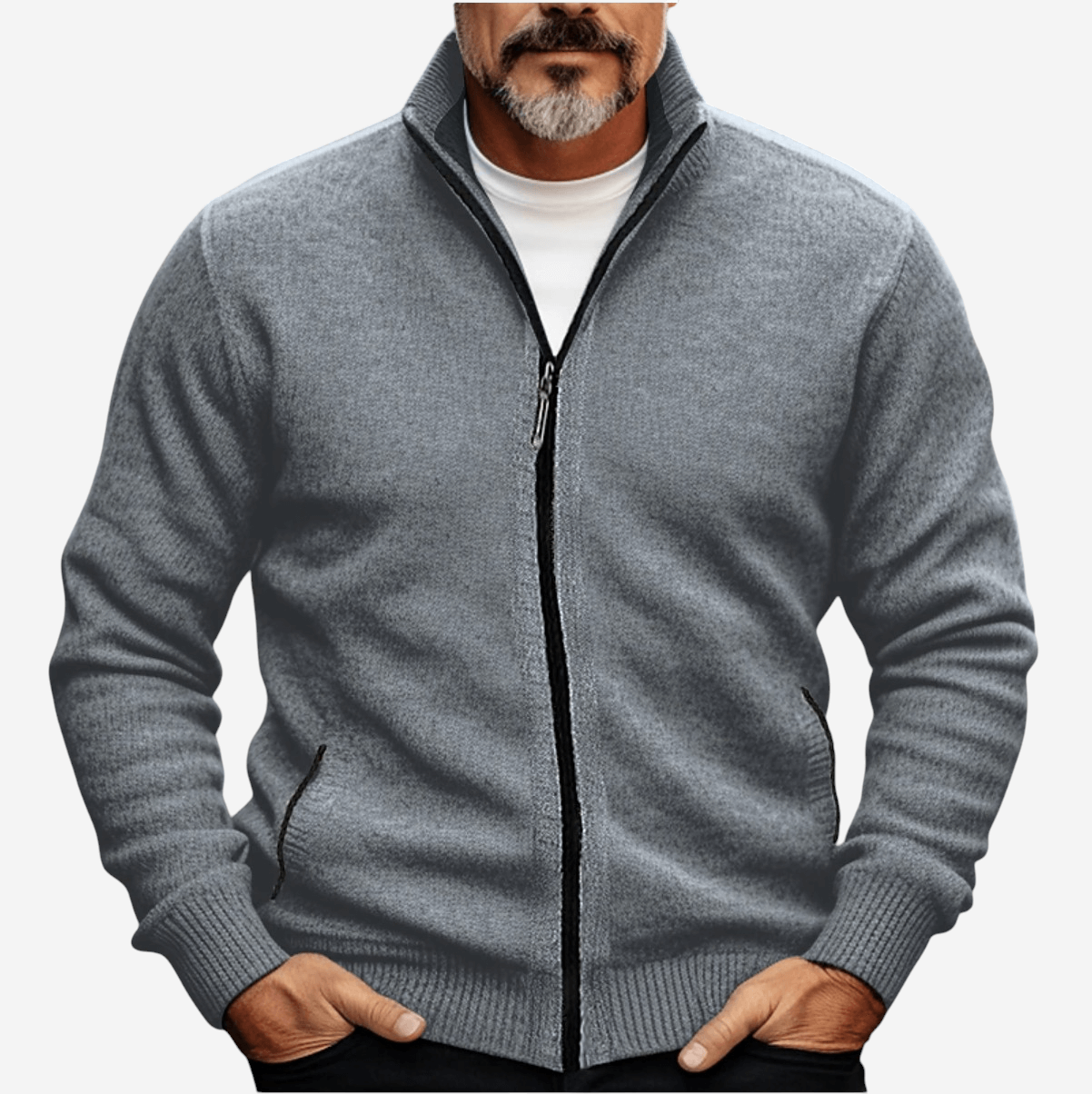 LUXEOUTFIT | Strickjacke mit durchgehendem Reißverschluss 2