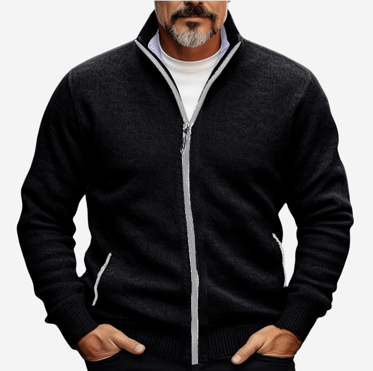 LUXEOUTFIT | Strickjacke mit durchgehendem Reißverschluss 4