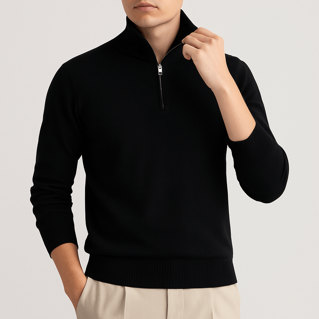 LUXEOUTFIT | Strickpullover mit Reißverschluss 0
