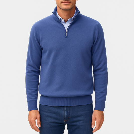 LUXEOUTFIT | Strickpullover mit Reißverschlusskragen 0
