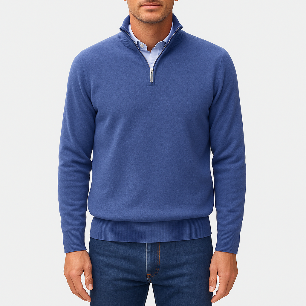 LUXEOUTFIT | Strickpullover mit Reißverschlusskragen 0