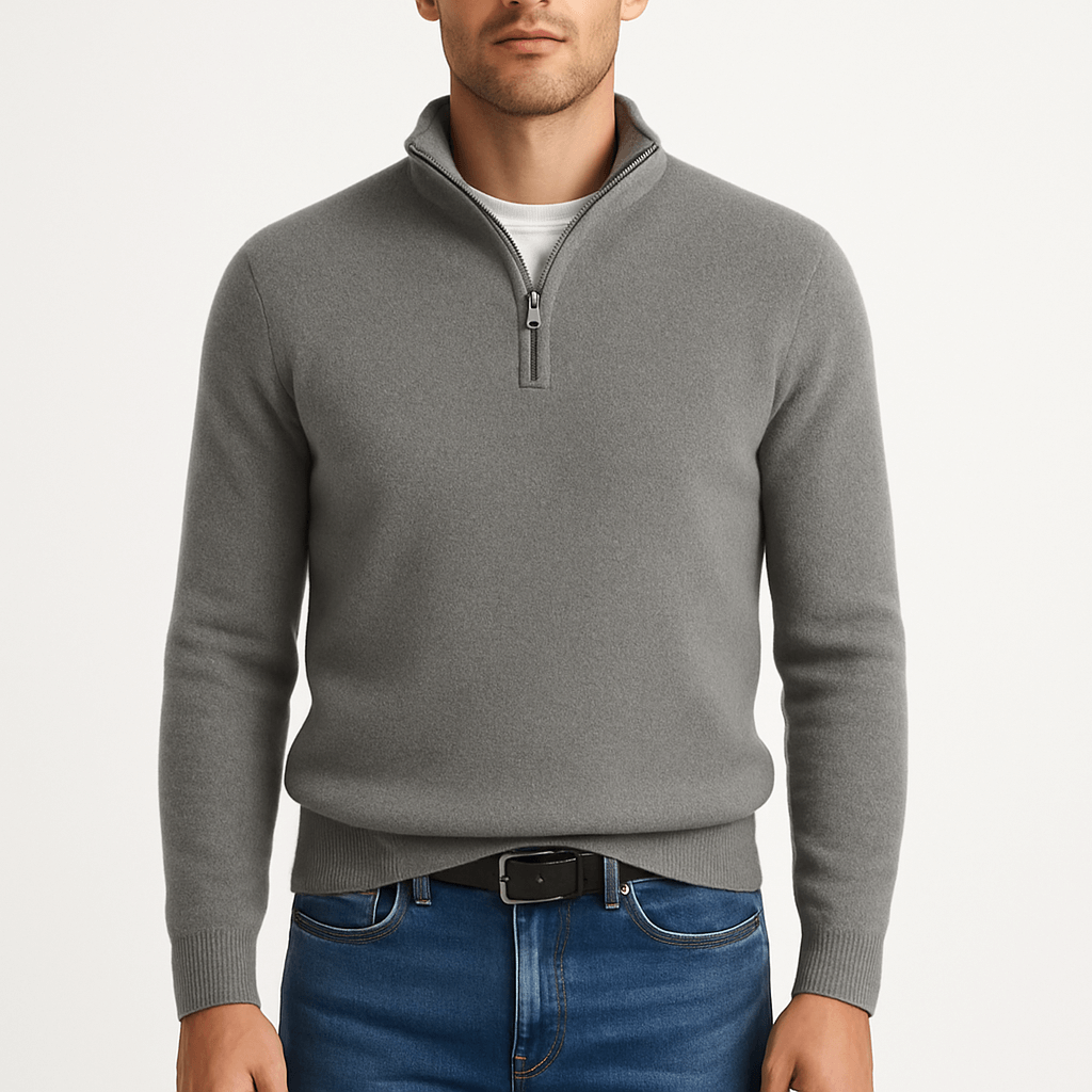 LUXEOUTFIT | Strickpullover mit durchgehendem Reißverschluss 1