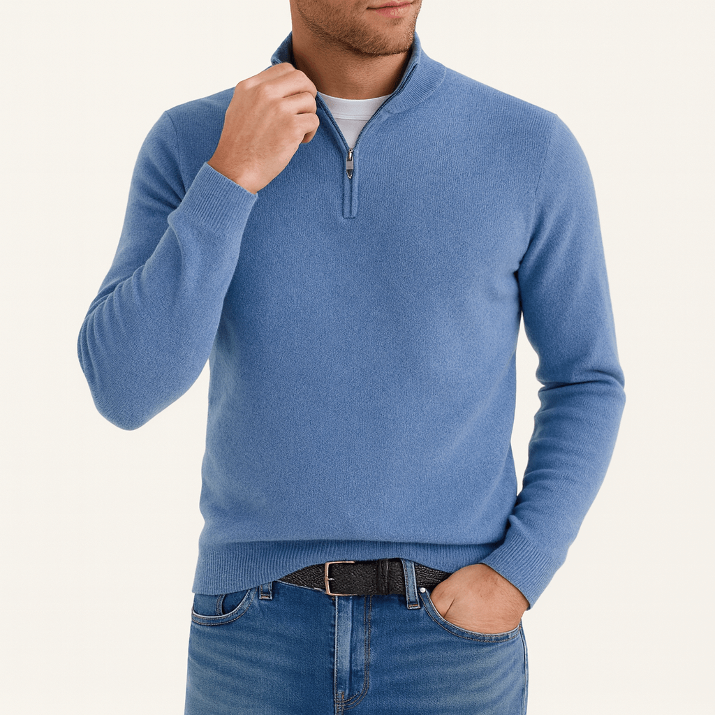 LUXEOUTFIT | Strickpullover mit durchgehendem Reißverschluss 2
