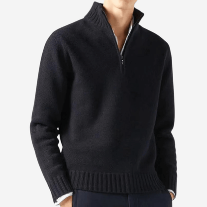 LUXEOUTFIT | Strickpullover mit halbem Reißverschluss 0