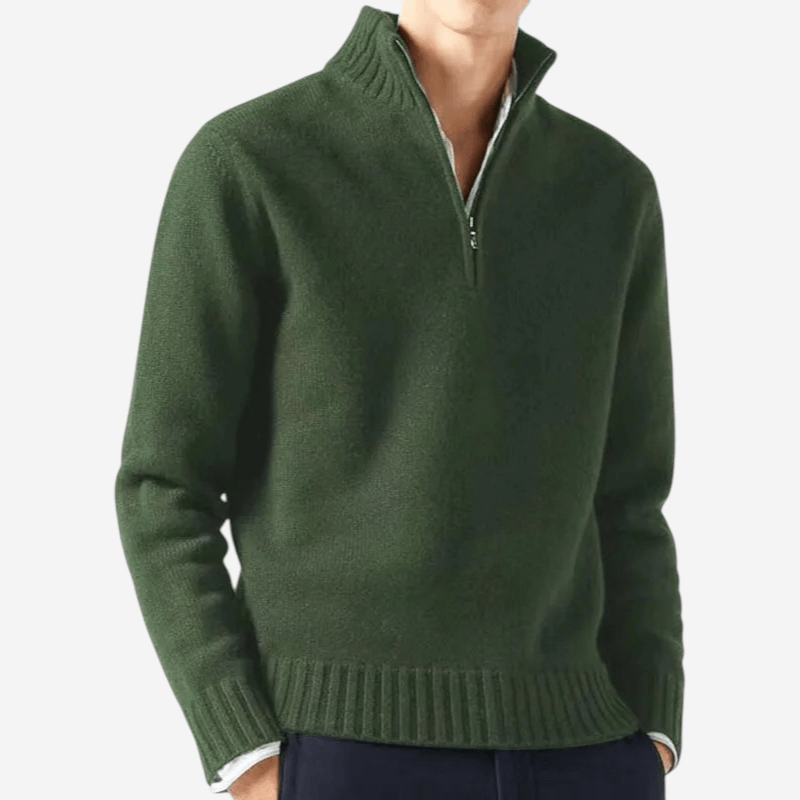 LUXEOUTFIT | Strickpullover mit halbem Reißverschluss 1