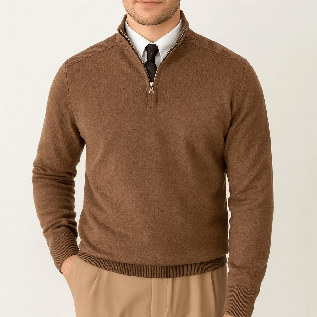 LUXEOUTFIT | Strickpullover mit halbem Reißverschluss 2