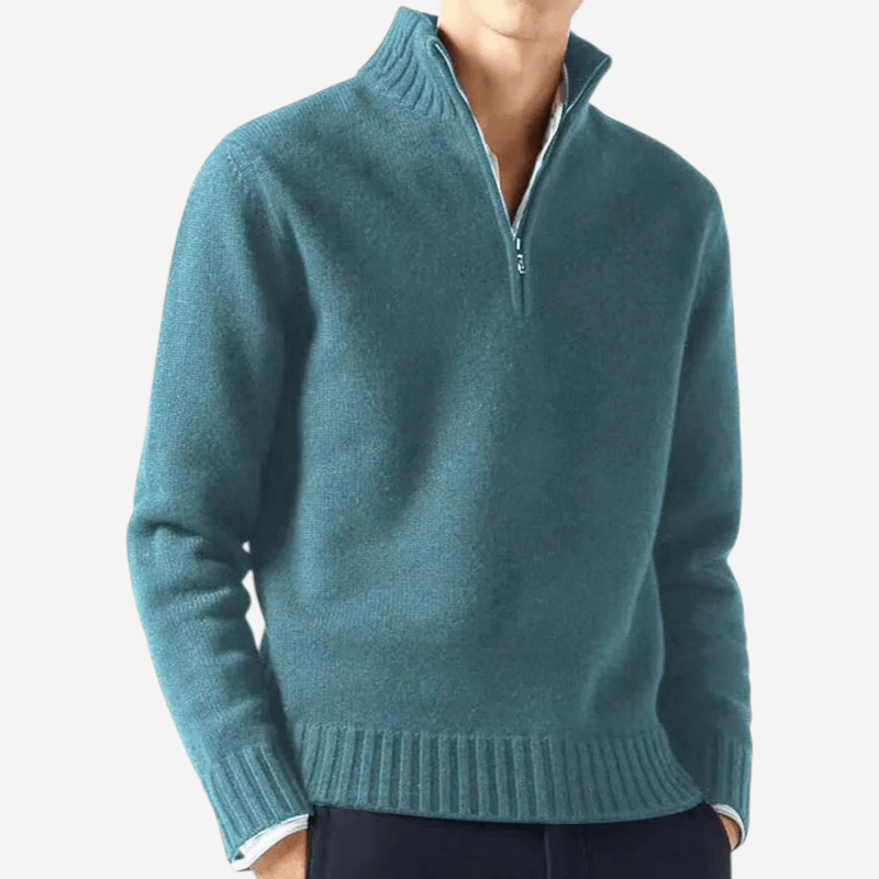 LUXEOUTFIT | Strickpullover mit halbem Reißverschluss 2