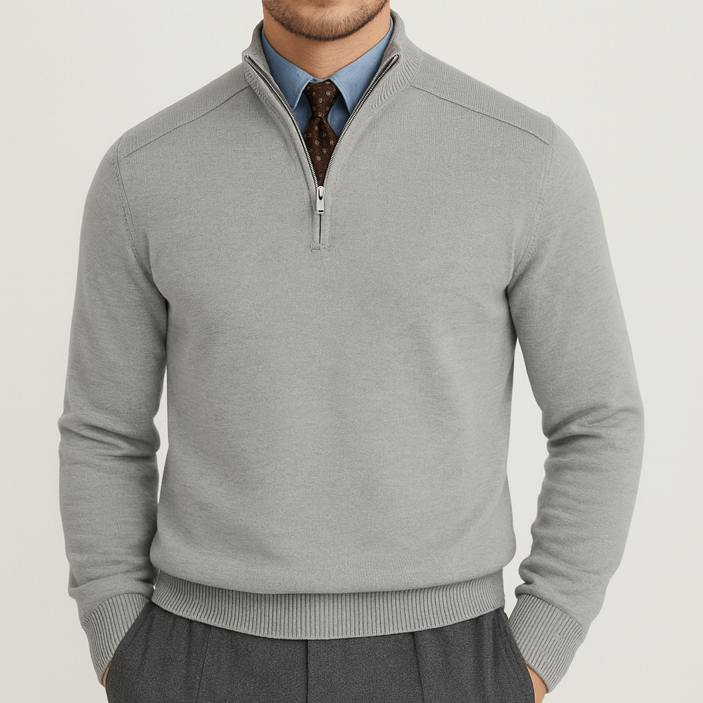 LUXEOUTFIT | Strickpullover mit halbem Reißverschluss 3