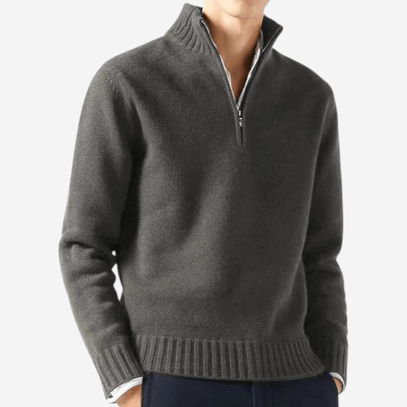 LUXEOUTFIT | Strickpullover mit halbem Reißverschluss 4