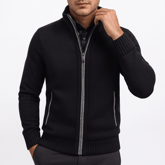 LUXEOUTFIT | Strukturierte Strickjacke mit Reißverschluss 0