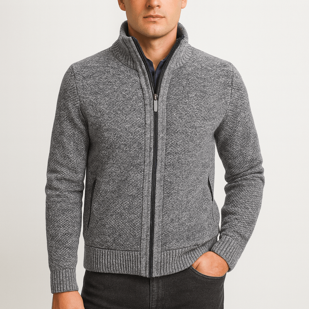 LUXEOUTFIT | Strukturierte Strickjacke mit Reißverschluss 1