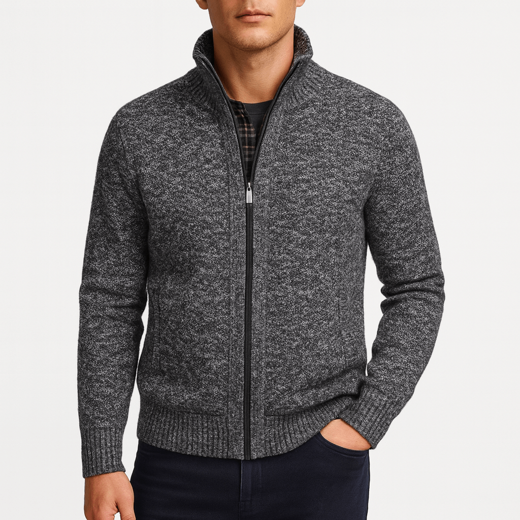 LUXEOUTFIT | Strukturierte Strickjacke mit Reißverschluss 2