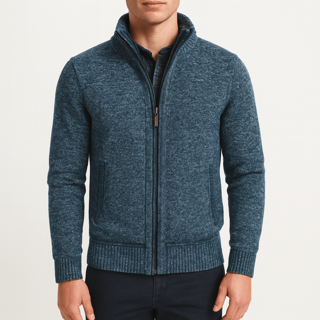 LUXEOUTFIT | Strukturierte Strickjacke mit Reißverschluss 4