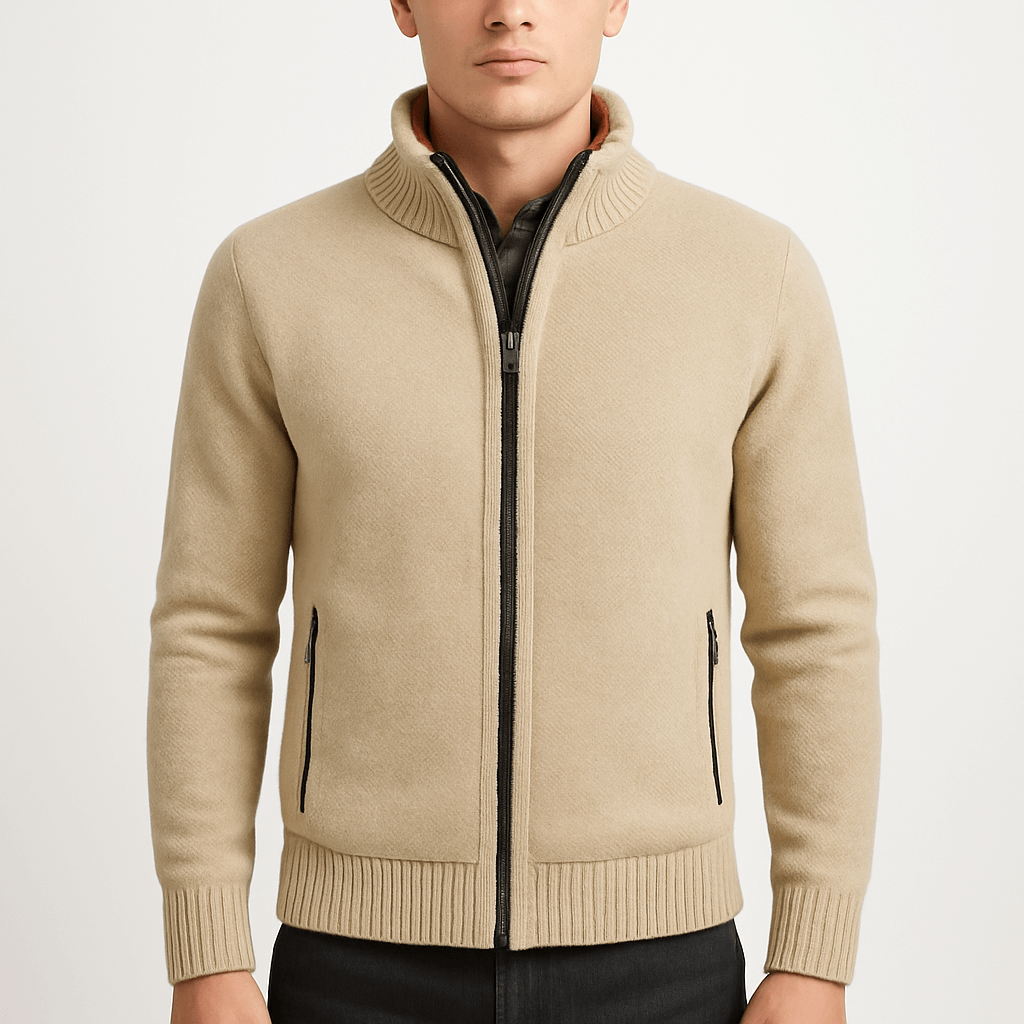 LUXEOUTFIT | Strukturierte Strickjacke mit Reißverschluss 5