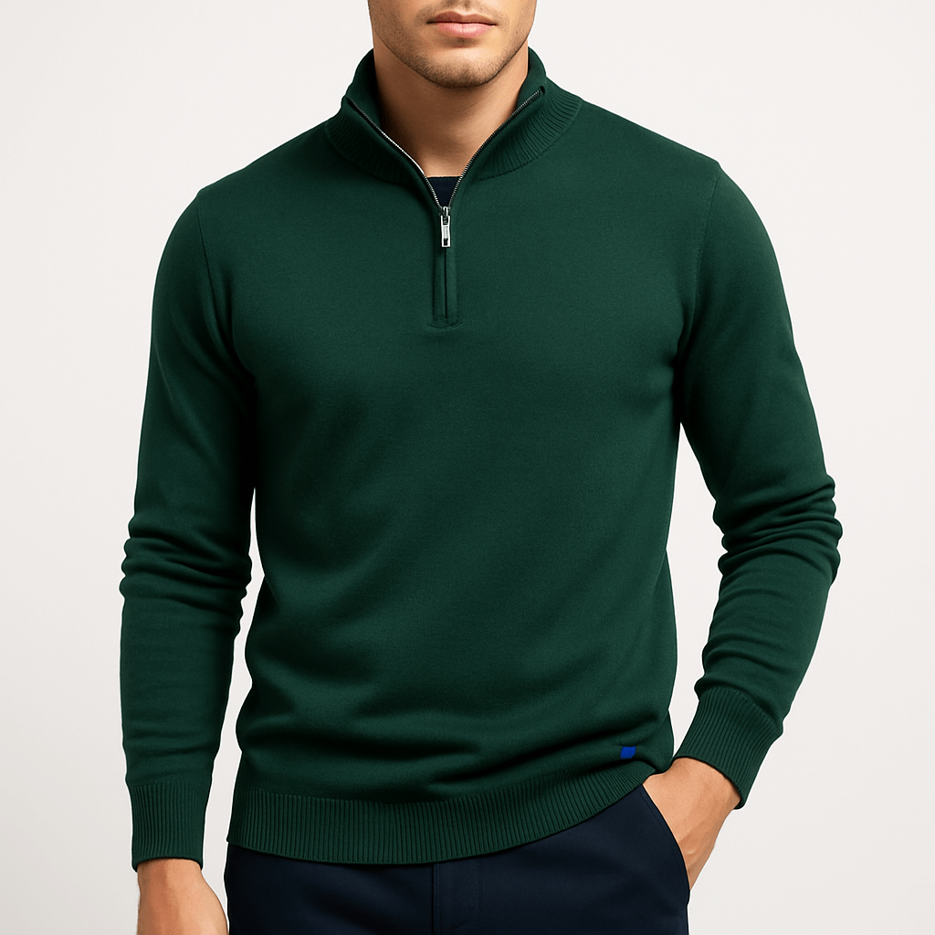 LUXEOUTFIT | Taillierter Pullover mit Viertelreißverschluss 0