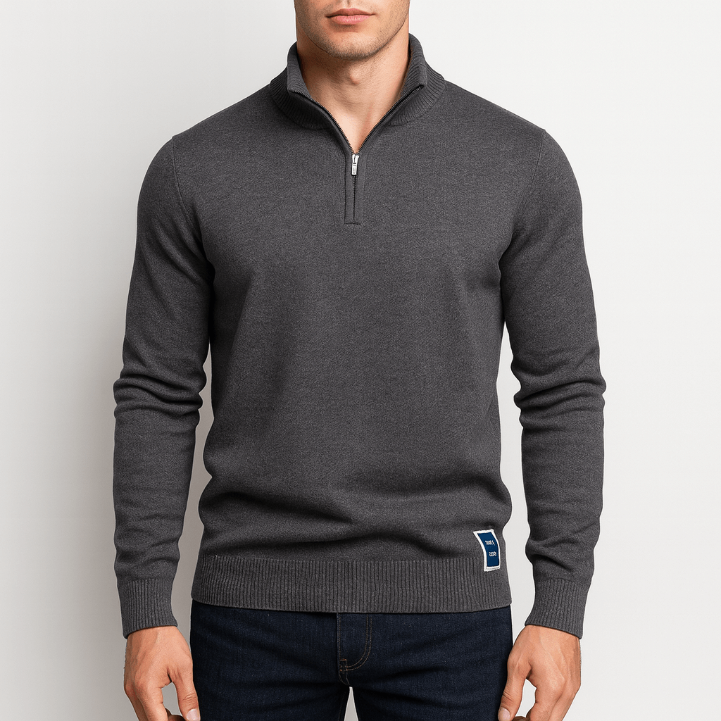 LUXEOUTFIT | Taillierter Pullover mit Viertelreißverschluss 1