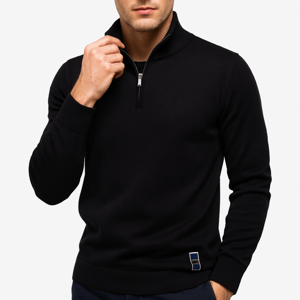 LUXEOUTFIT | Taillierter Pullover mit Viertelreißverschluss 2