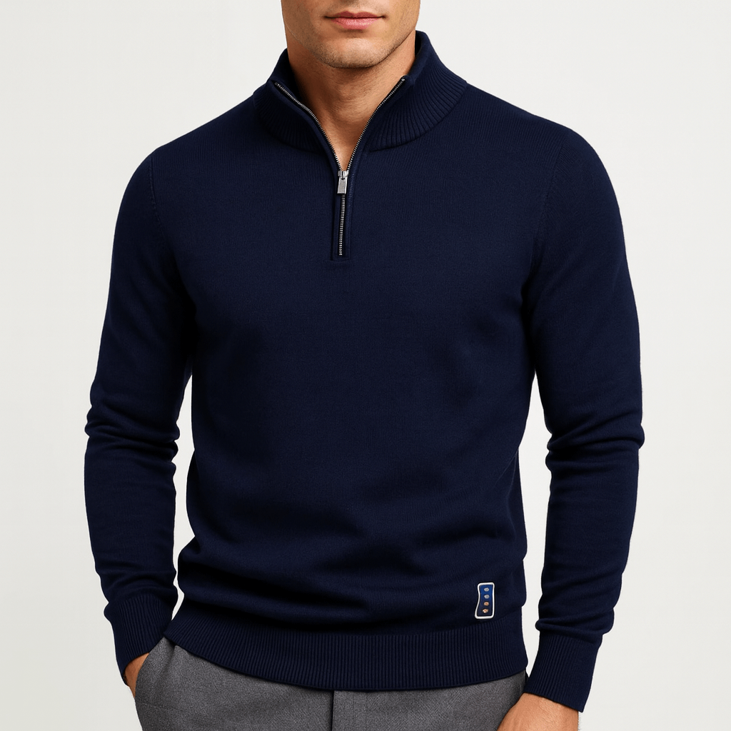LUXEOUTFIT | Taillierter Pullover mit Viertelreißverschluss 3