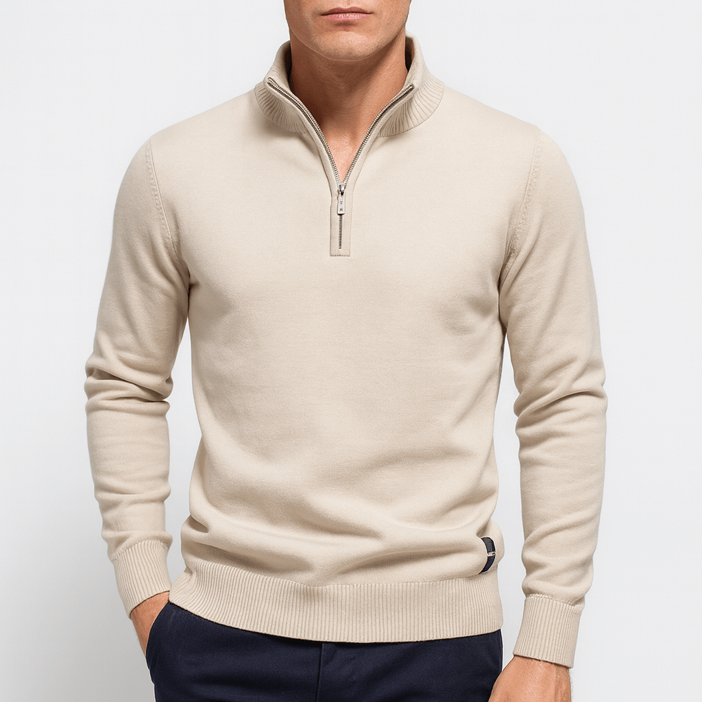 LUXEOUTFIT | Taillierter Pullover mit Viertelreißverschluss 4