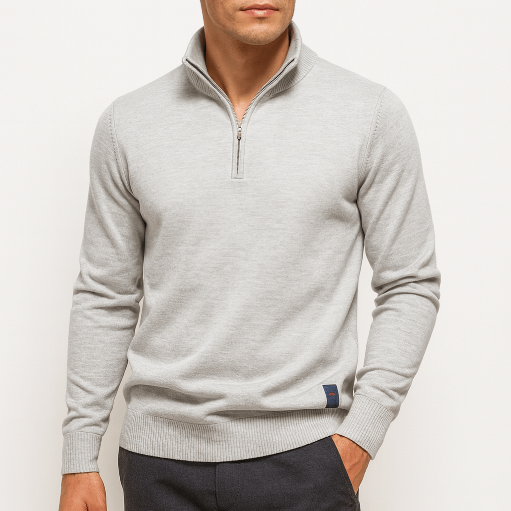 LUXEOUTFIT | Taillierter Pullover mit Viertelreißverschluss 5