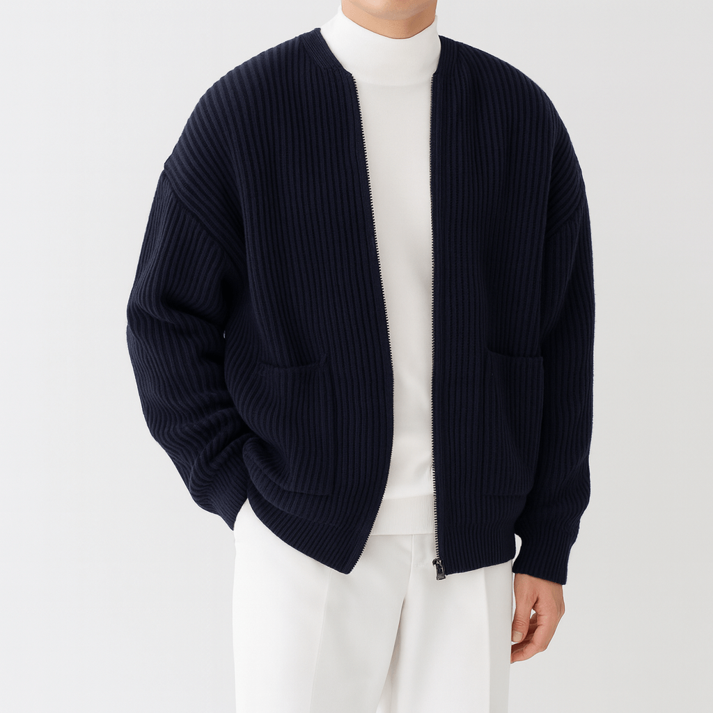 LUXEOUTFIT | Trendy Strick-Cardigan mit Reißverschluss 1
