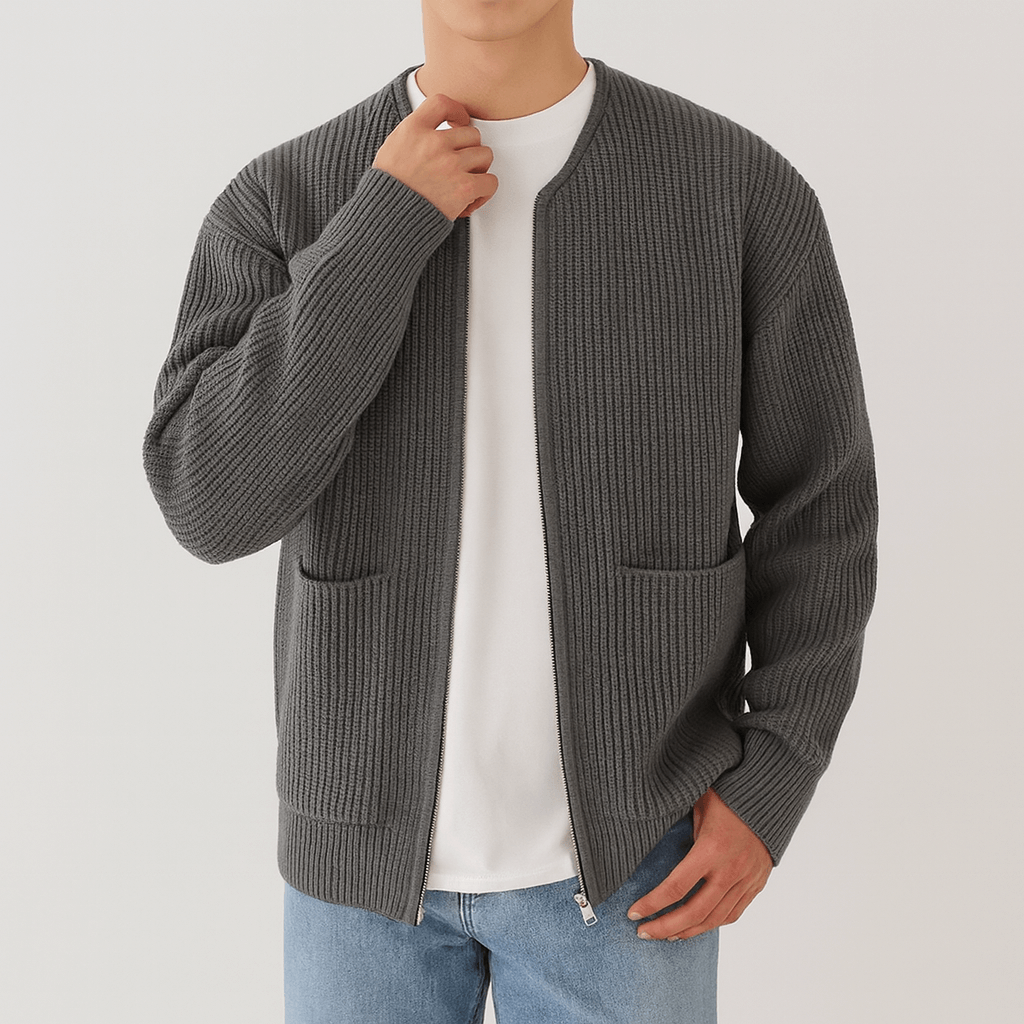 LUXEOUTFIT | Trendy Strick-Cardigan mit Reißverschluss 2