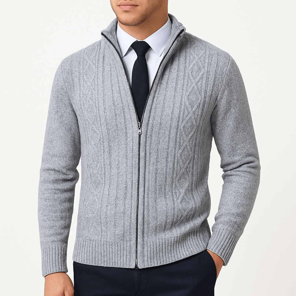 LUXEOUTFIT | Zopfmuster-Cardigan mit Reißverschluss 0