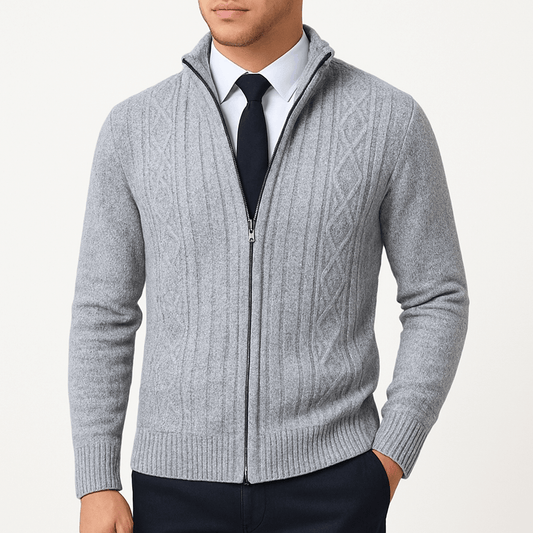 LUXEOUTFIT | Zopfmuster-Cardigan mit Reißverschluss 0