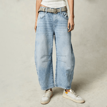 Damen High-Waist-Jeans Bequem Locker Sitz