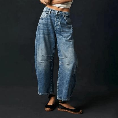 Damen High-Waist-Jeans Bequem Locker Sitz